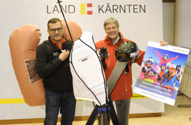 Skisicherheit - Amt der Kärntner Landesregierung.Verhaltensrichtlinien für Skifahrer und Snowboarder.Markus Hudobnik und LH Dr. Peter Kaiser