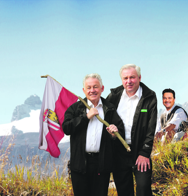 Neuer "Eispalast-König" LH Josef Pühringer, Gestürzter "Eispalast-Monarch" LH-Stv. Hermann Schützenhöfer (STMK) und "Eispalast-Eroberer" Bürgermeister Egon Höll. | Foto: Foto: Andi Röbl/STMG-Archiv, ÖVP-STMK, Gde. Obertraun, cityfoto; Montage: BRS