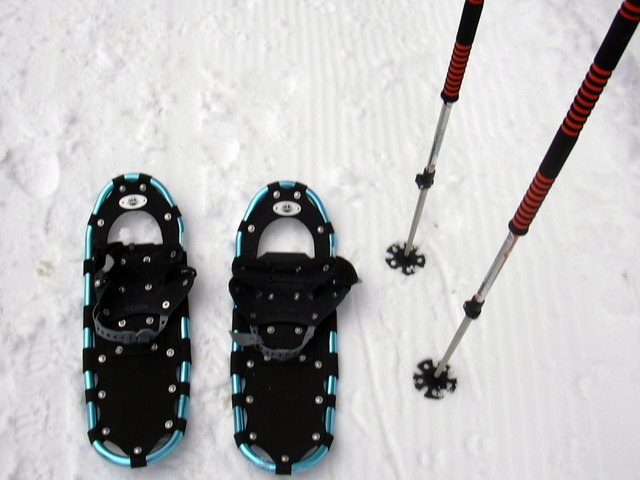 So schaun die Dinger aus! Nagelneue Schneeschuhe, noch jungfräulich dürfen sie nun mit mir auf den Tirolerkogel marschieren...