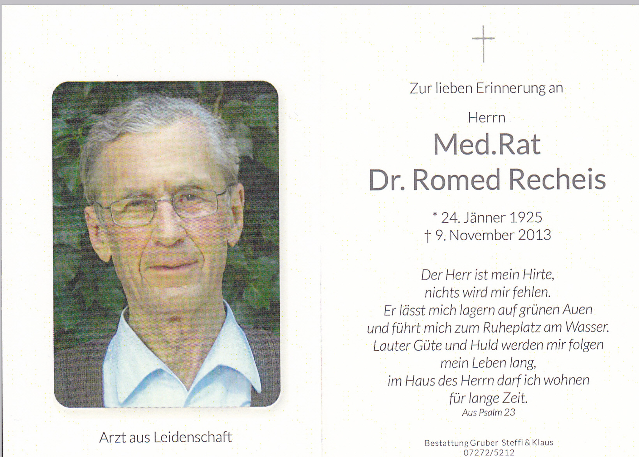 Nachruf Dr. Romed Recheis verstorben Wels & Wels Land Nachruf Dr. Romed Recheis verstorben Wels & Wels Land