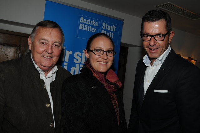 Wolfgang Gmachl mit Tochter Veronika Gmachl-Abdul und BB-GF Michael Kretz.