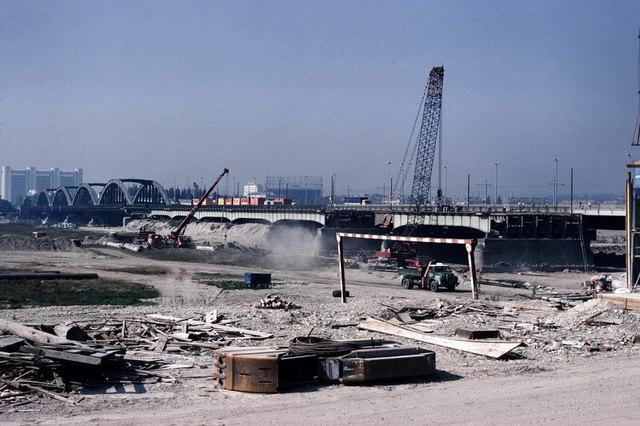 Baurbeiten an de Floridsdorfer Brücke im Jahr 1977. | Foto: Friedrich Techler
