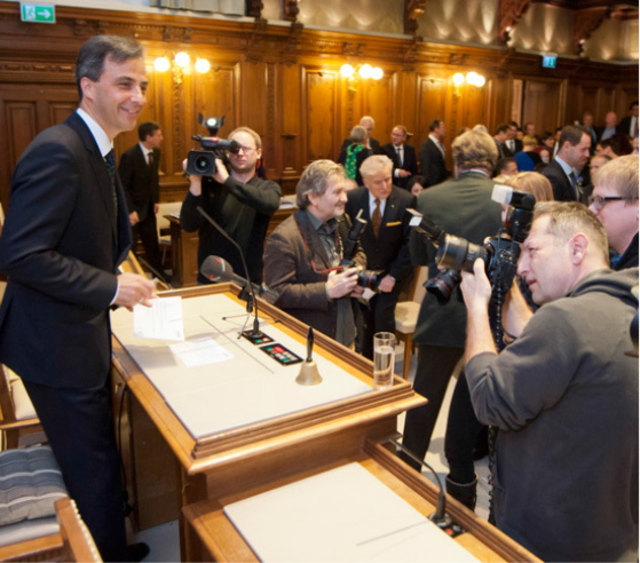 Blitzlichtgewitter: Am 24. Jänner 2013 trat Siegfried Nagl die dritte Periode als Bürgermeister der Landeshauptstadt an.