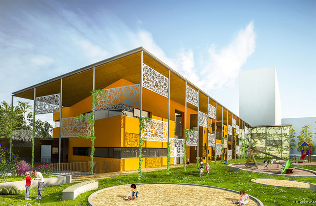 In Niedrigenergiebauweise wird der neue Kindergarten an der Johann-Staud-Straße errichtet.
