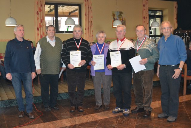 v.l. Sportref. Franz Stöbich, BO Erwin Kudla,Moarschaft Auberg re. OG. Obm. Hubert Zauner