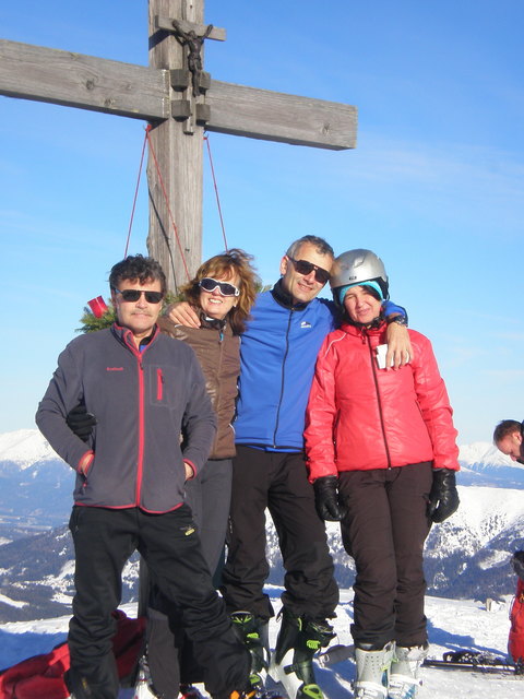 Fritz und Lisa Grabner, Franz und Doris Waditzer am 2.Tag am Gipfel des Stubecks.
