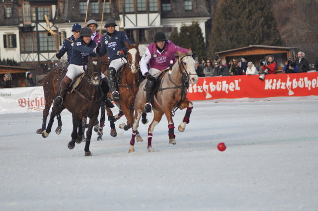 Rassiger und elitärer Pferdesport beim Snow Polo World Cup auf der Münichauer Wiese.
