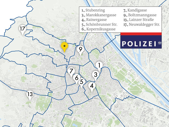 Vorläufiger Plan: In neun Bezirken stehen Inspektionen vor dem aus. Möglicherweise auch in der Schulgasse. | Foto: Grafik: Kitting/Apa