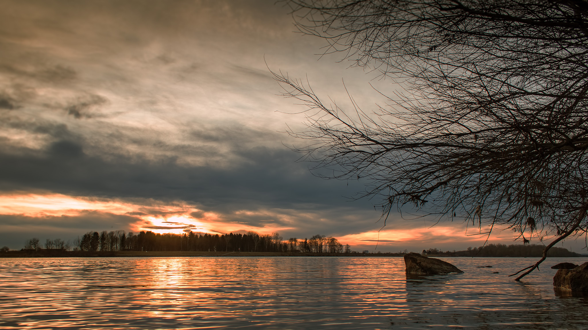 Sonnenuntergang Am Donaustrand In Au An Der Donau Perg