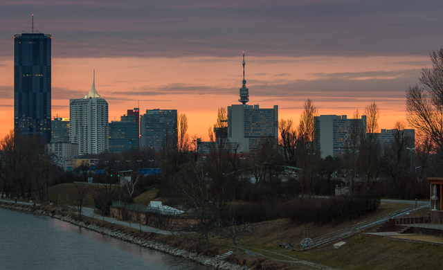 Ein milder 11/02/2014 Abend an der Neuen Donau