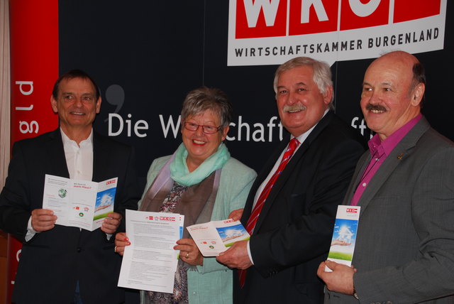 Ing.Werner Adelmann,  KommR Maria Epple, AK-Präsident Alfred Schreiner und Franz Pieber Gewerkschaft Bau-Holz