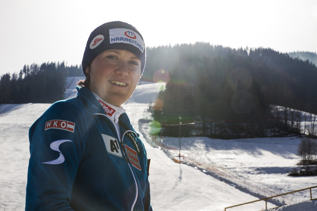 Andrea Fischbacher nach dem Training auf der Reiteralm.