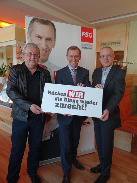 Ziehen für die FSG an einem Strang: Alfred Gschweitl, Josef Pesserl und Peter Bacun (v.l.).