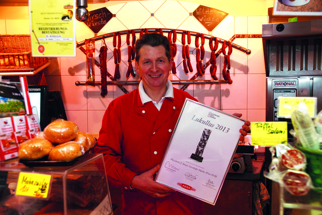 Der Gersthofer Josef Bauer wurde als bester Fleischerfachbetrieb Wiens ausgezeichnet.