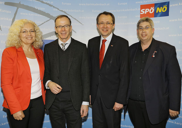 Karin Kadenbach, Eugen Freund, SPÖ NÖ Landesparteivorsitzender Matthias Stadler, Marcus Strohmeier. | Foto: Foto: Herbert Käfer