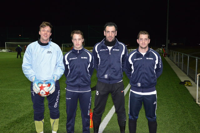 Tormann Christian Fritzer, Neuzugang Marco Huber, Kapitän Herbert Ebner und Lukas Hasslauer (v.li.)