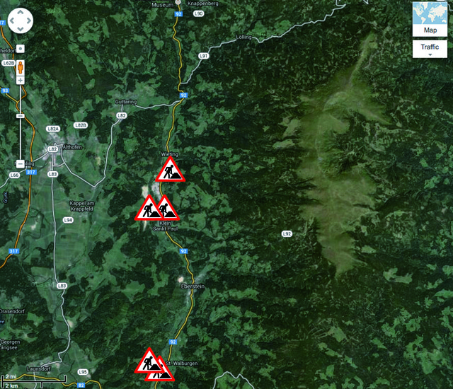 Die geplanten Arbeiten 2014 im Görtschitztal | Foto: Google Maps