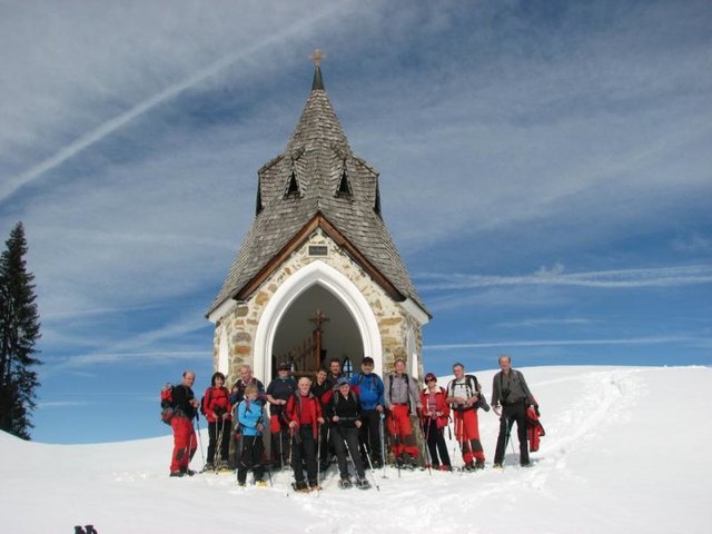 Zita Kapelle vor 2 Jahren bei einer Schneeschuh Tour der Naturfreunde St.Jakob im Rosental