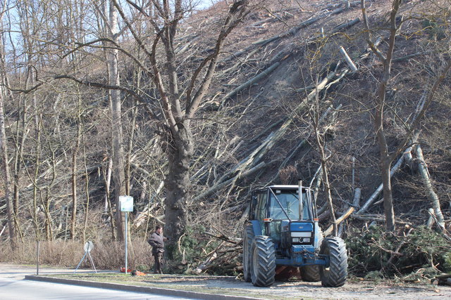 Auch ein Traktor ist im Einsatz