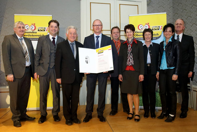 v.l.n.r.: LAbg. Bgm. Hans Hingsamer (Präsident OÖ. Gemeindebund), Vbgm. Georg Gattringer, LH Dr. Josef Pühringer, Arbeitskreisleiter Georg Gurtner, Arbeitskreismitglieder Martin Ebner, Michaela Gradinger, Ulrike Junger und Hildegard Binder, HR Dr. Heinrich Gmeiner (Leiter Abt. Gesundheit) | Foto: Land OÖ