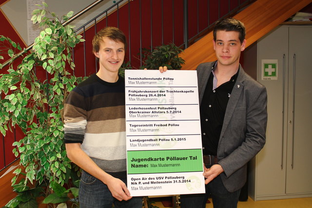 Bernd Kainer und Patrick Mauerhofer präsentieren die Jugendkarte Pöllauer Tal.