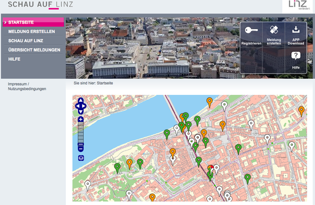 Mit der Online-Plattform "Schau auf Linz" lassen sich Problemstellen ganz leicht melden.