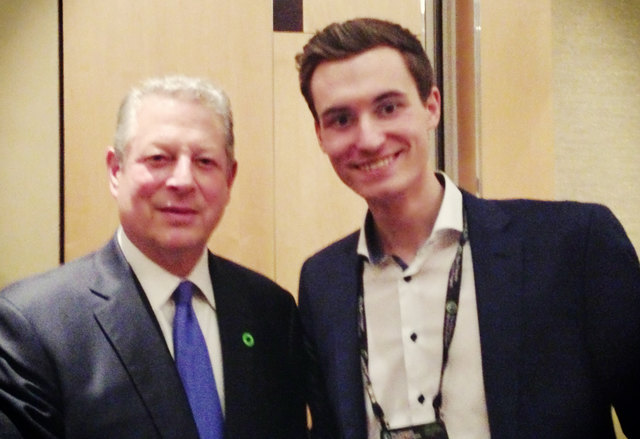 Al Gore und Florian Lang aus Kematen in Tirol, der als europäischer Botschafter für das Climate-Leader-Projekt fungiert. | Foto: privat