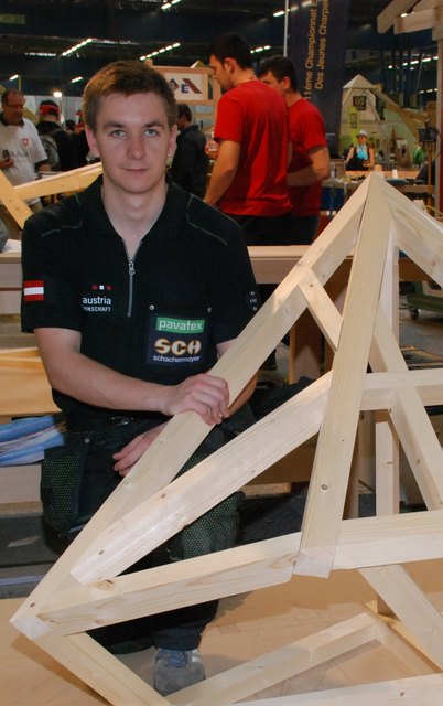 Der oberösterreichische Teilnehmer im Team Austria, Hubert Freinschlag aus Dimbach / Ausbildungsbetrieb Buchner Holzbaumeister in Unterweißenbach. | Foto: Holzbau Austria / Küttner