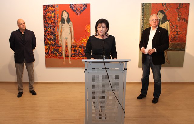 Künstler Hubert Schmalix, Galeristin Christine Stieger, Eröffnungsredner  Carl Aigner | Foto: privat