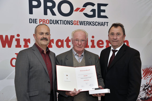 Vorsitzender der PRO-GE Ewald Baumann, Heinrich Schütz, PRO-GE Landessekretär Walter Schopf. | Foto: Foto: Kirschner