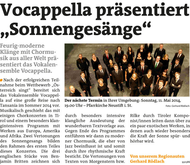 Bezirksblätter Stubai-Wipptal + Bezirksblätter Westliches-Mittelgebirge KW19 - Gerhard RödlachLink zum Beitrag: http://www.meinbezirk.at/930386