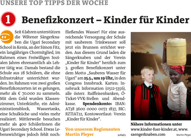 Bezirksblätter Stubai-Wipptal KW19 - Martin PleyerLink zum Beitrag: http://www.meinbezirk.at/928463