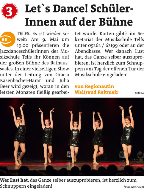 Bezirksblätter Telfs KW19 - Waltraud ReitmeirLink zum Beitrag: http://www.meinbezirk.at/924284