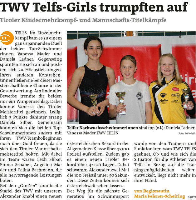 Bezirksblätter Telfs KW19 - Maria Felsner-ScheiringLink zum Beitrag: http://www.meinbezirk.at/932878