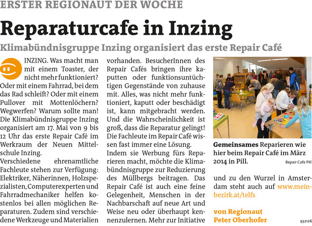 Bezirksblätter Telfs KW19 - Peter OberhoferLink zum Beitrag: http://www.meinbezirk.at/932126