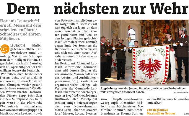 Bezirksblätter Telfs KW19 - Maximilian NeunerLink zum Beitrag: http://www.meinbezirk.at/931663