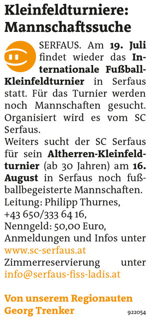 Bezirksblätter Landeck KW19 - Georg TrenkerLink zum Beitrag: http://www.meinbezirk.at/922054