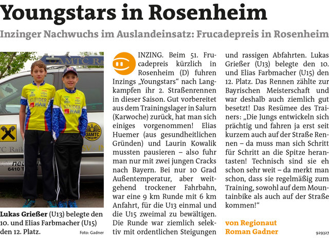 Bezirksblätter Telfs KW19 - Roman GadnerLink zum Beitrag: http://www.meinbezirk.at/929327