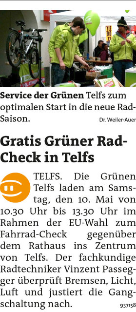 Bezirksblätter Telfs KW19 Dr. Hubert Weiler-AuerLink zum Beitrag: http://www.meinbezirk.at/937158