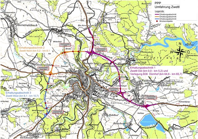 Die 10,7 Kilometer lange Umfahrung von Zwettl wird bis 2042 173 Millionen Euro verschlingen. | Foto: Land NÖ