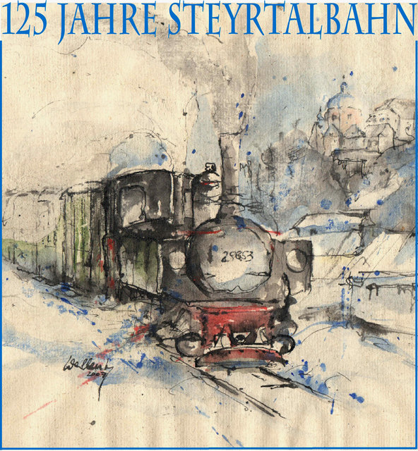 Künstler Otmar Wallenta aus Aschach an der Steyr malte die Steyrtalbahn – Motivausschnitte aus der Briefmarke. | Foto: Wallenta