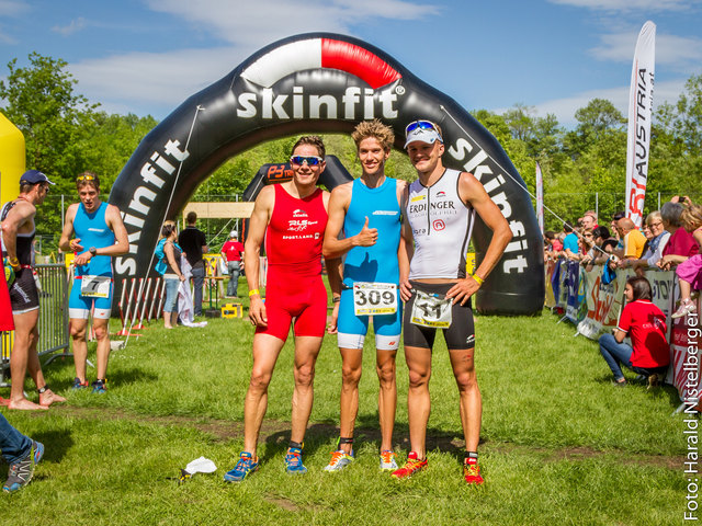 Die Gewinner des Jubiläum-Triathlons: Nikolaus Wihlidal, Thomas Steger und Philipp Podsiedlik. | Foto: Harald Nistelberger