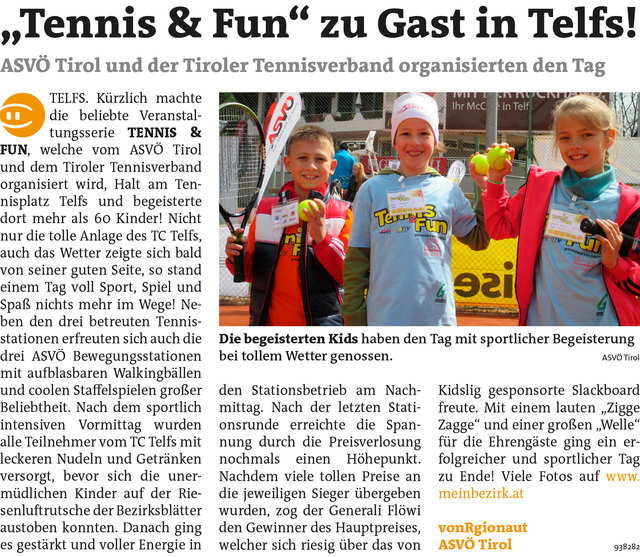 Bezirksblätter Telfs KW20 - ASVÖ TirolLink zum Beitrag: http://www.meinbezirk.at/938282