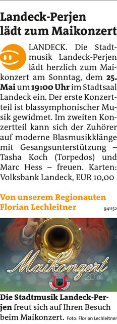 Bezirksblätter Landeck KW20 - Florian LechleitnerLink zum Beitrag: http://www.meinbezirk.at/941152