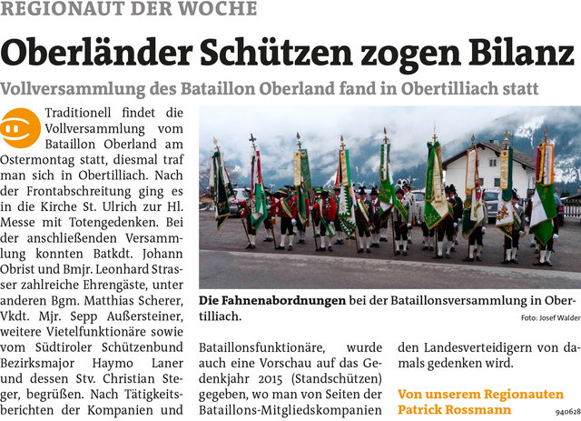 Bezirksblätter Osttirol KW20 - Patrick RossmannLink zum Beitrag: http://www.meinbezirk.at/940628