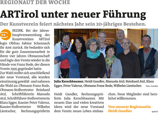 Bezirksblätter Kufstein KW20 - Heidi GandlerLink zum Beitrag: http://www.meinbezirk.at/940717