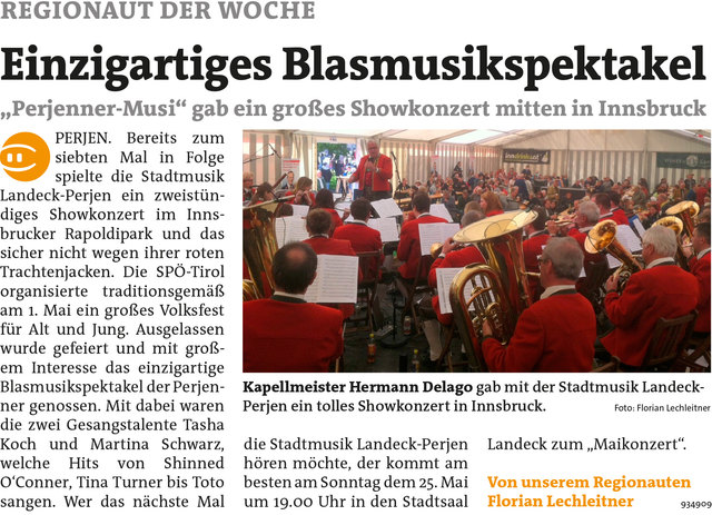 Bezirksblätter Landeck KW20 - Florian LechleitnerLink zum Beitrag: http://www.meinbezirk.at/934909