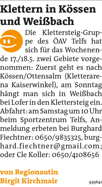 Bezirksblätter Telfs KW20 - Birgit KirchmairLink zum Beitrag: http://www.meinbezirk.at/939641