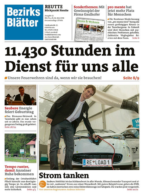 Titelseite Bezirksblätter Reutte KW21 - Andreas SchretterLink zur Bildergalerie: http://www.meinbezirk.at/945720