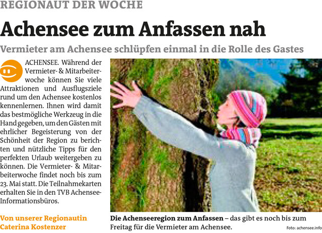 Bezirksblätter Schwaz KW21 - Caterina KostenzerLink zum Beitrag: http://www.meinbezirk.at/955441